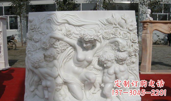 泰州西方女人与孩子汉白玉浮雕