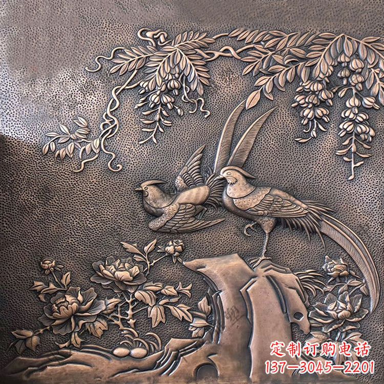 泰州喜鹊紫铜浮雕装饰画