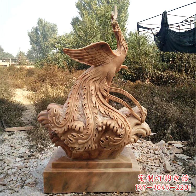 泰州祥瑞凤凰晚霞红石雕