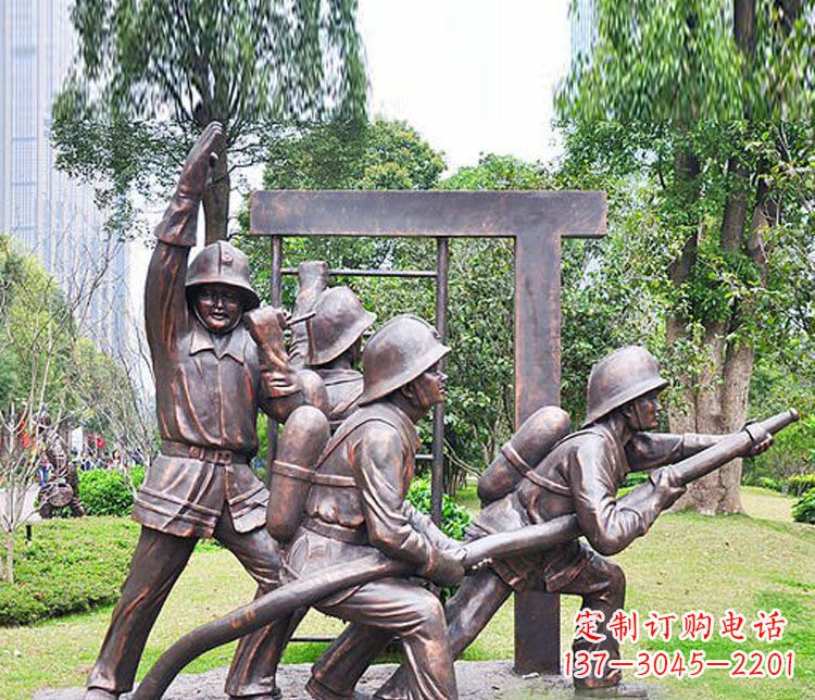 泰州消防员人物铜雕 (2)
