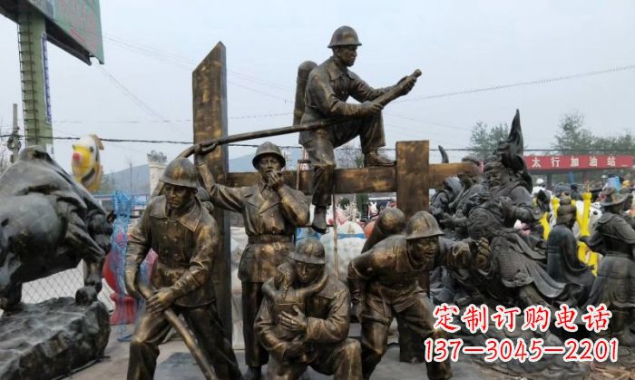 泰州消防战士人物铜雕