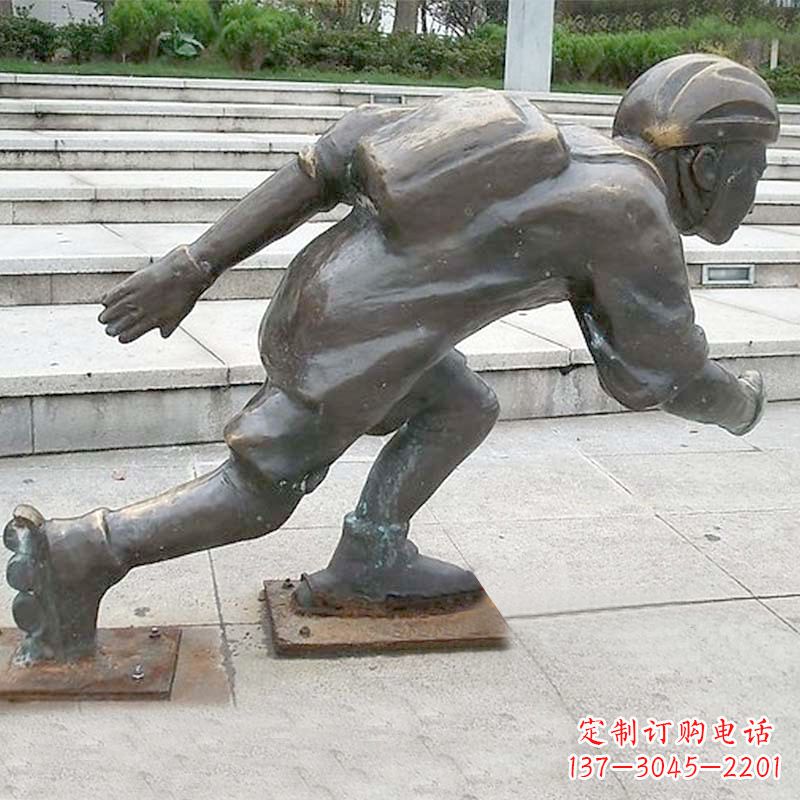 泰州小孩滑旱冰广场人物运动雕塑