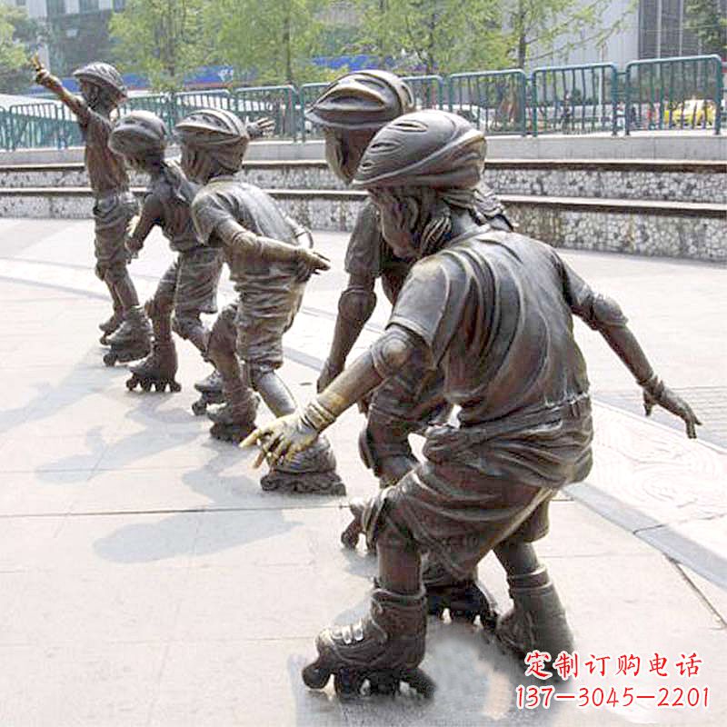 泰州小孩滑旱冰广场运动主题雕塑
