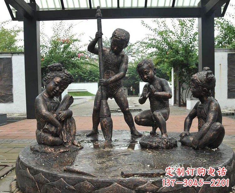 泰州小孩写大字铜雕小品