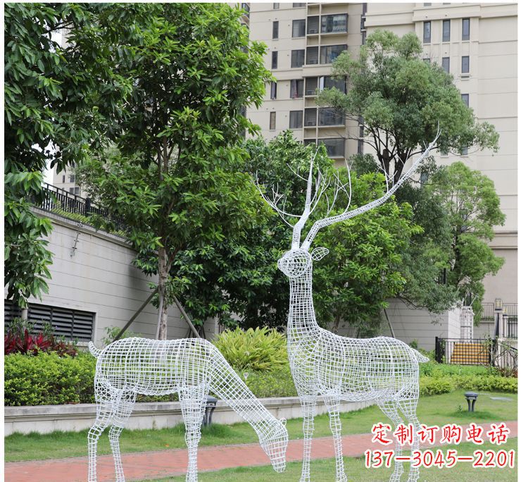 泰州小区不锈钢镂空梅花鹿鹿雕塑