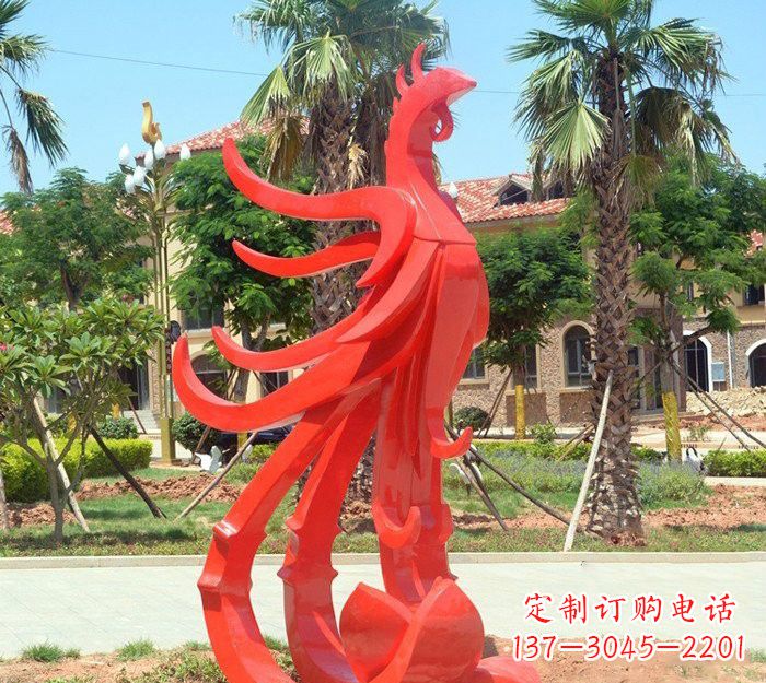 泰州小区抽象不锈钢凤凰雕塑