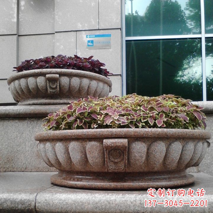 泰州小区花岗岩石雕花盆