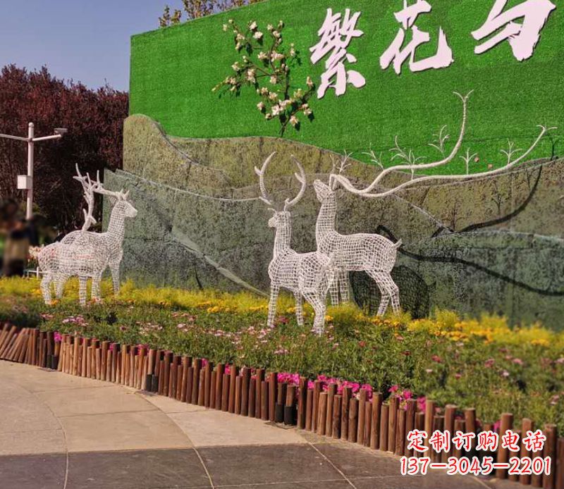 泰州小区景观不锈钢梅花鹿