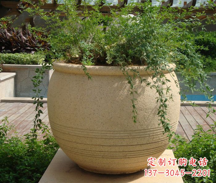泰州小区景观大理石花盆石雕 (2)