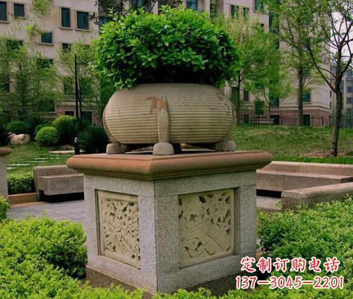泰州小区景观大理石花盆石雕 (3)