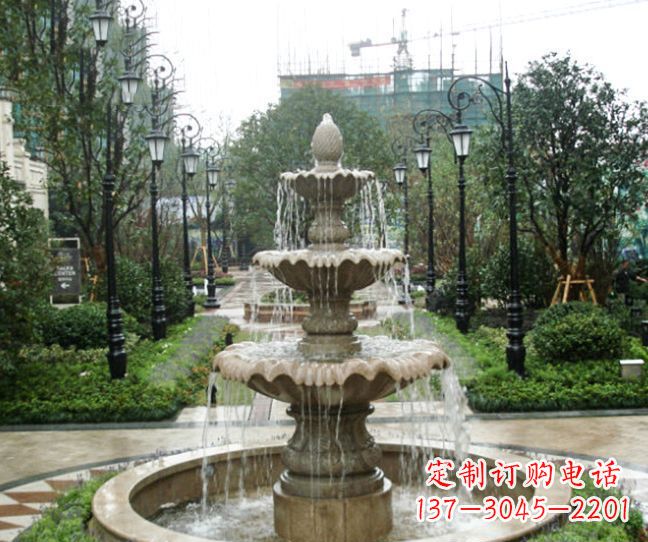 泰州小区景观大理石喷泉石雕 (4)