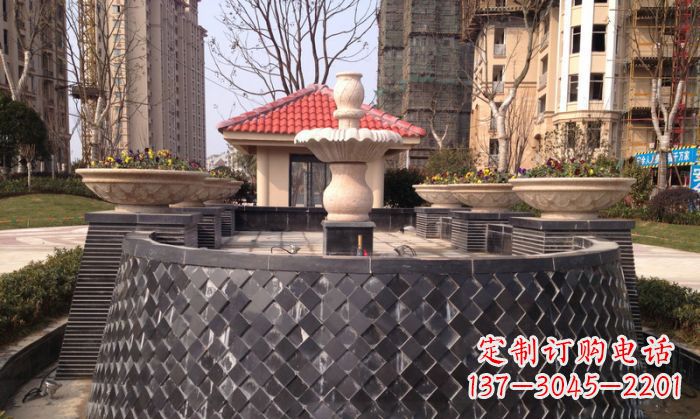 泰州小区景观大理石喷泉石雕 (3)