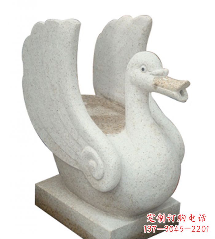 泰州小区景观大理石天鹅喷泉石雕 (2)