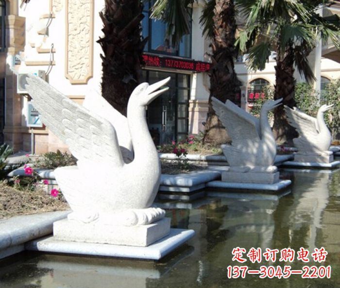 泰州小区景观大理石天鹅喷泉石雕
