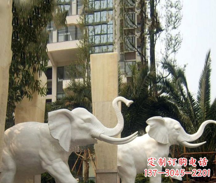 泰州小区景观汉白玉大象石雕