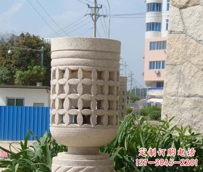 泰州小区景观镂空石灯石雕