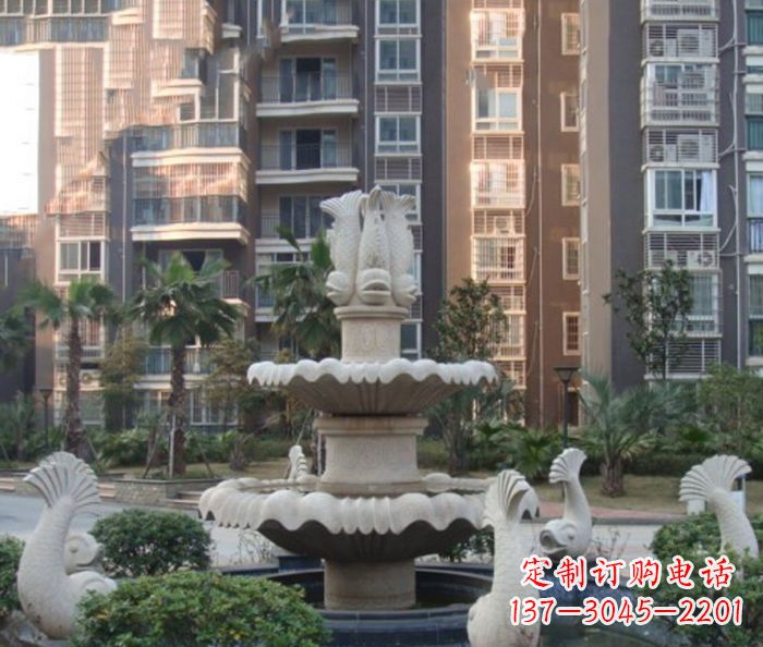 泰州小区景观鲤鱼喷泉石雕