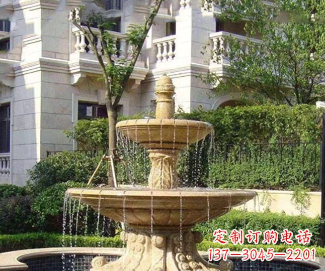 泰州小区景观晚霞红多层喷泉石雕 (4)
