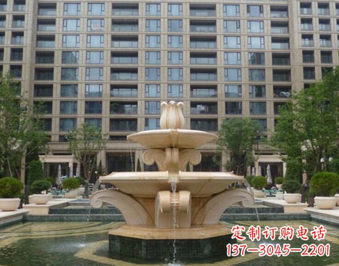泰州小区景观晚霞红喷泉石雕 (2)