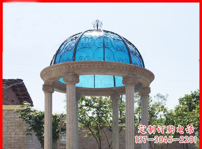 泰州小区欧式圆顶凉亭石雕_2