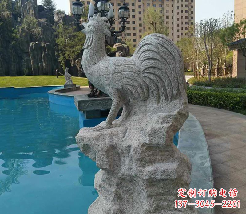 泰州小区十二生肖鸡动物石雕