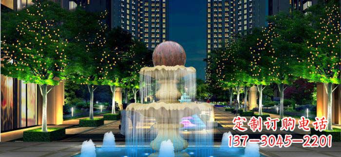 泰州小区石来运转风水球石雕喷泉
