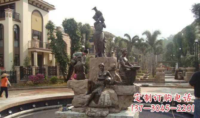 泰州小区西方美女喷泉人物铜雕