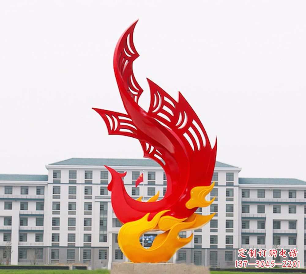 泰州校园不锈钢凤凰浴火雕塑