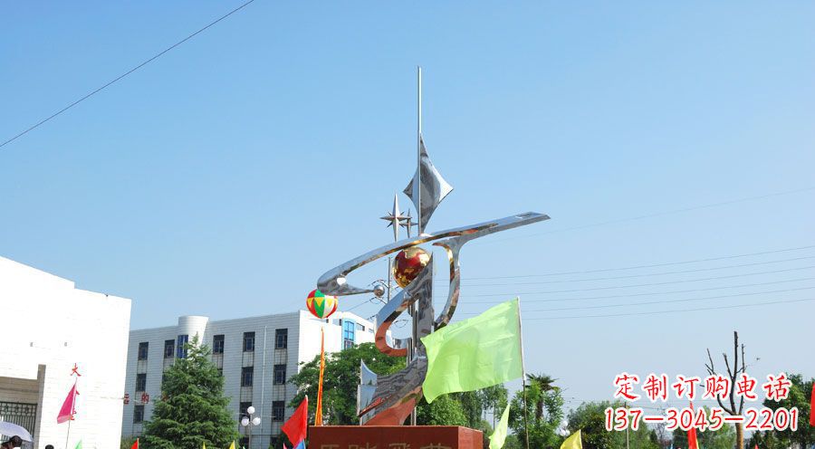 泰州校园不锈钢马踏飞燕地球雕塑