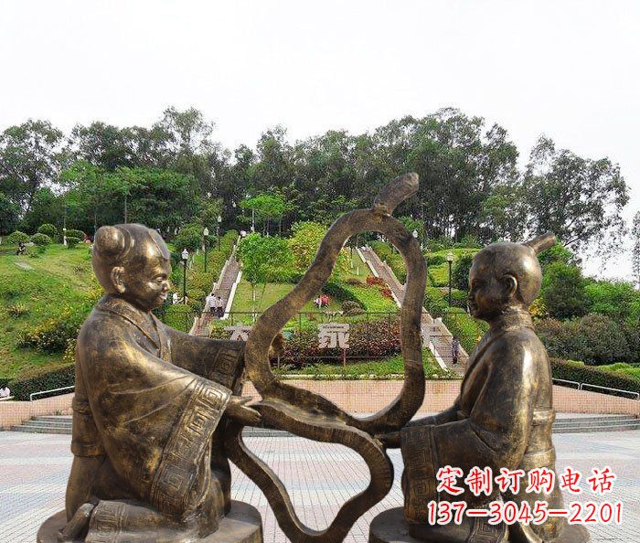 泰州校园抽象孔融让梨铜雕