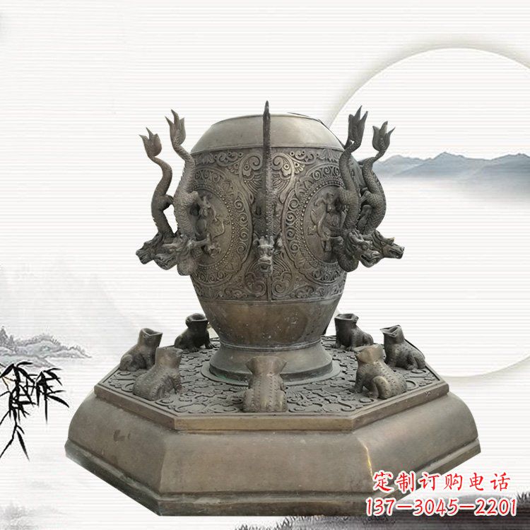 泰州校园地动仪铜雕
