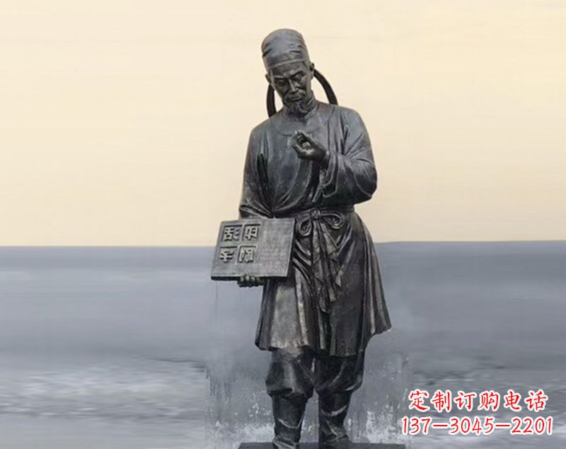 泰州校园古代名人毕昇和活字印刷术铜雕