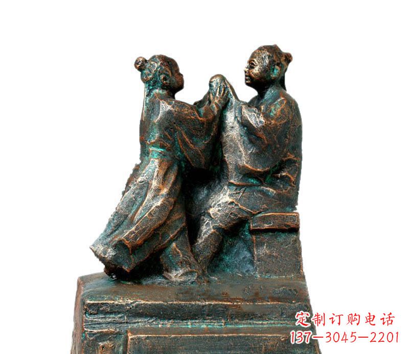 泰州校园古代孔融让梨人物铜雕
