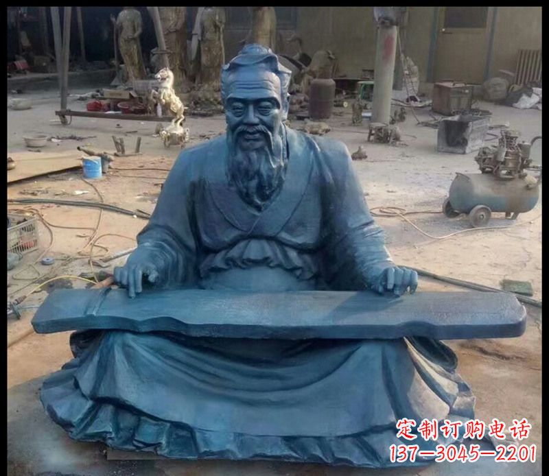 泰州校园孔子弹琴铜雕