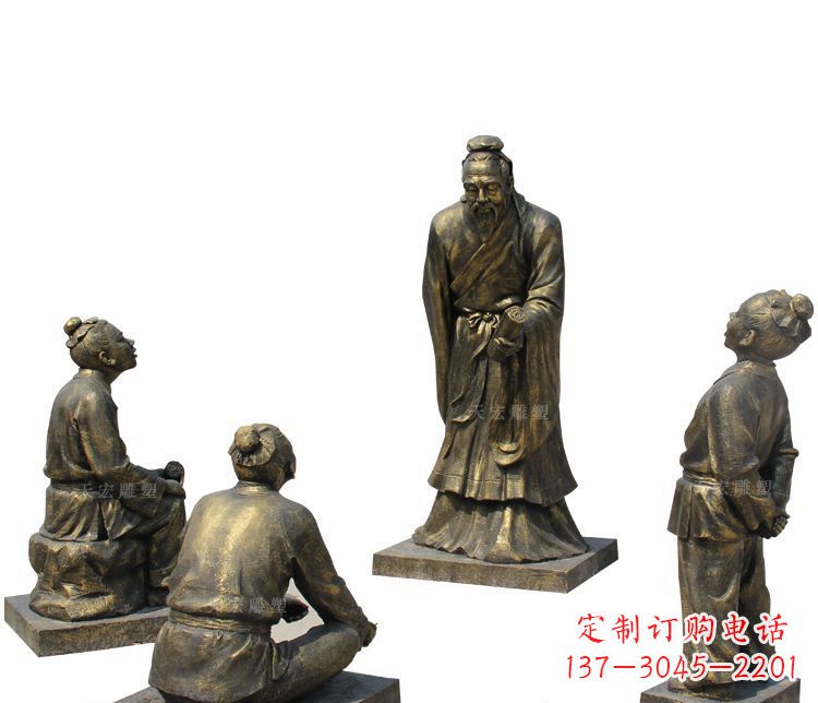 泰州校园孔子讲学铜雕塑