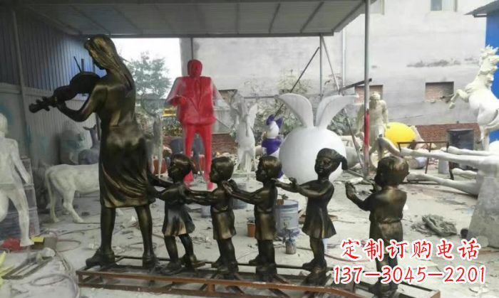 泰州校园老师和儿童铜雕