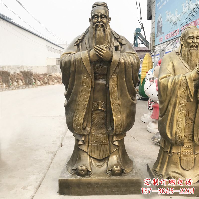 泰州校园名人孔子铜雕