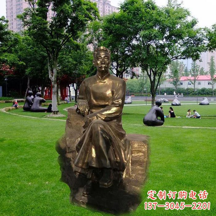 泰州校园名人鲁迅先生玻璃钢仿铜雕像