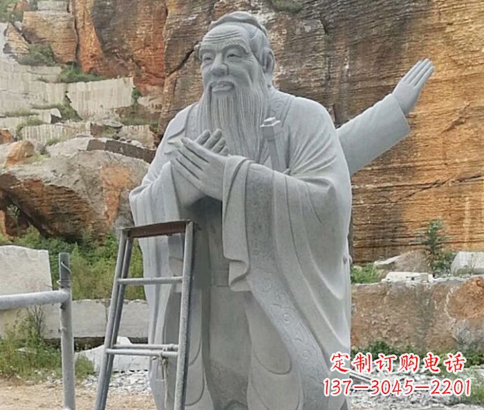 泰州校园人物大理石孔子石雕