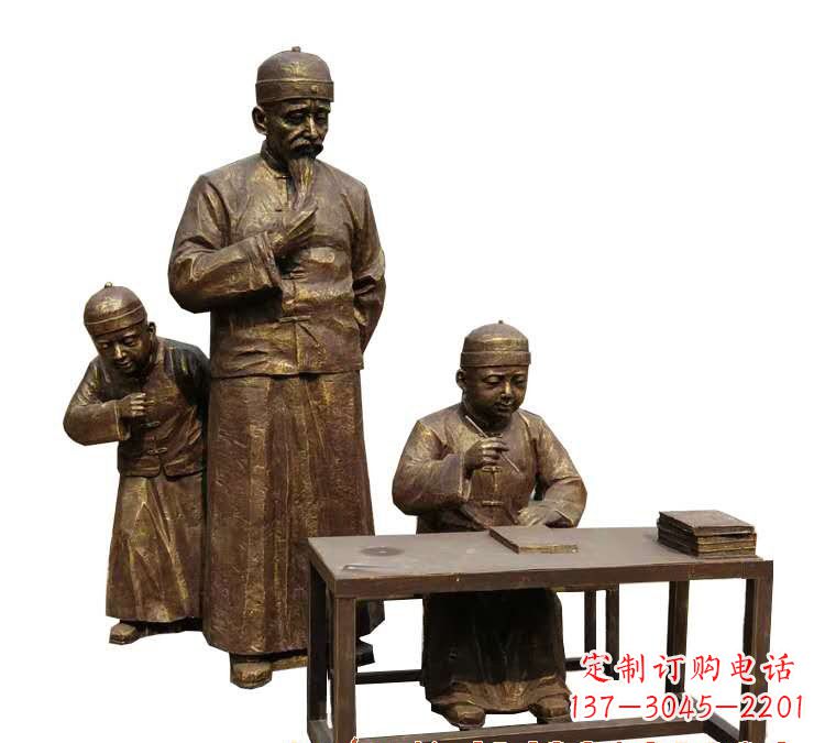 泰州学生与老师人物铜雕