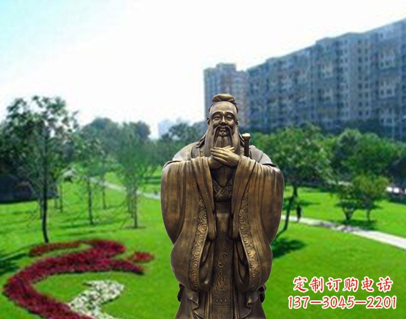 泰州学校孔子行教像铜雕
