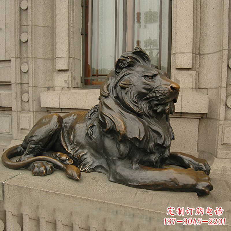 泰州银行大门铜雕港币狮子看门动物雕塑