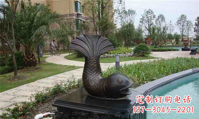 泰州鱼式喷泉小区景观铜雕