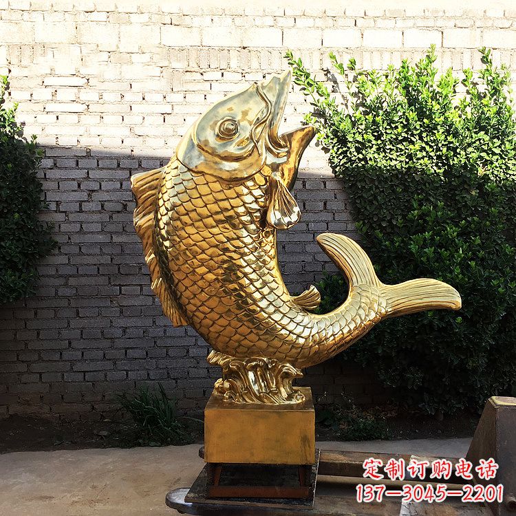 泰州鱼跃景观铜雕-纯铜铸造企业商场动物雕塑摆件