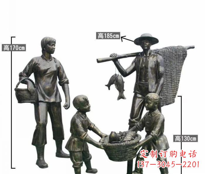 泰州渔夫捕鱼民俗铜雕 (3)