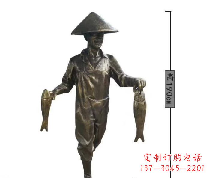 泰州渔夫捕鱼民俗铜雕 (2)