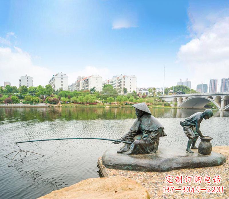 泰州渔翁钓鱼公园景观铜雕
