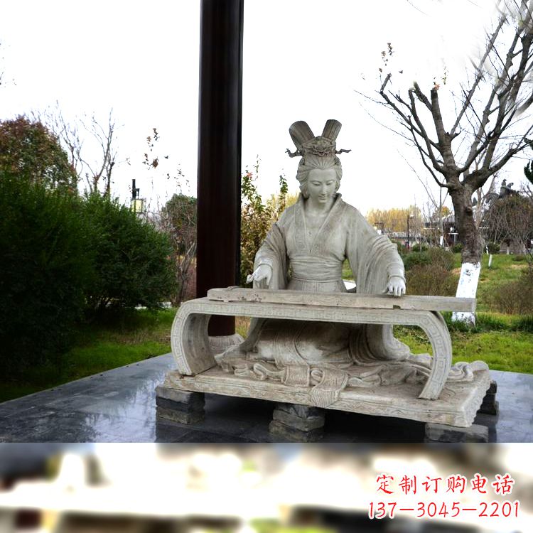 泰州虞姬弹琴雕塑-公园古代人物著名美女情景雕塑