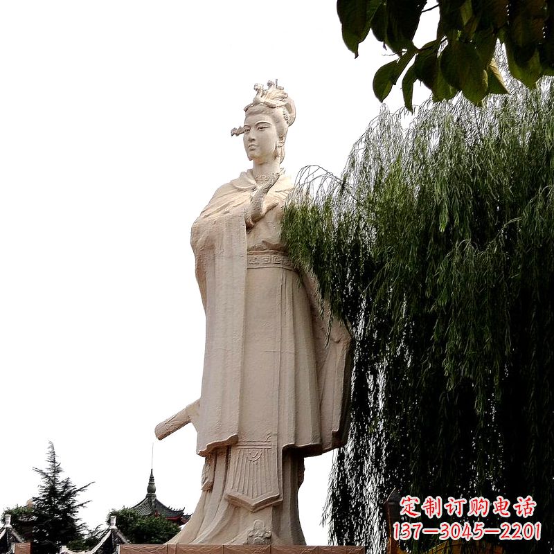 泰州虞姬砂岩石雕-景区园林古代人物著名美女雕像