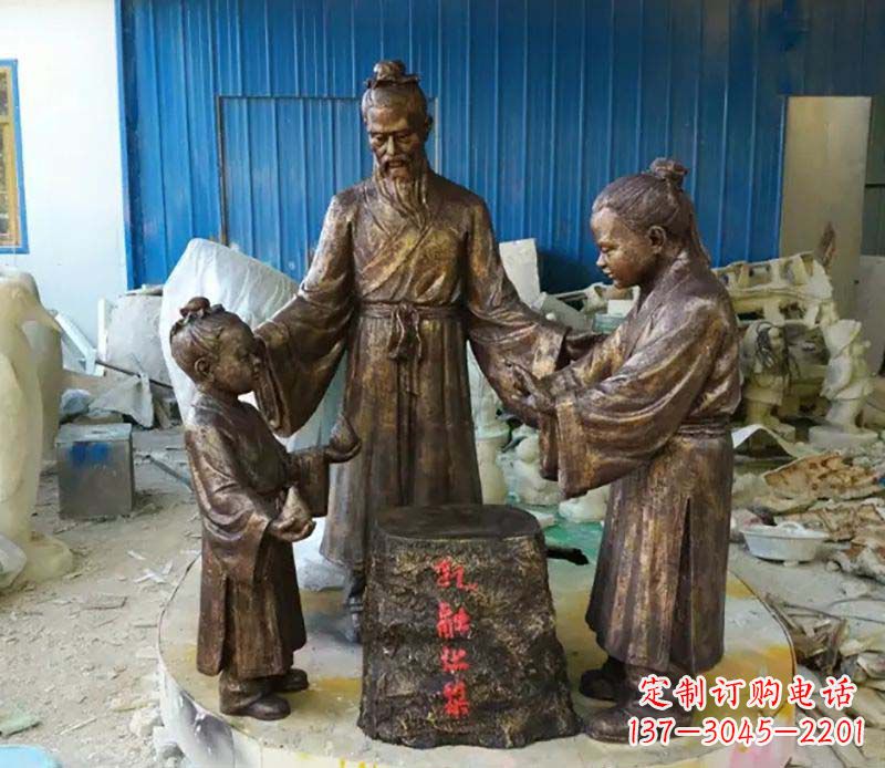 泰州寓言故事孔融让梨人物铜雕